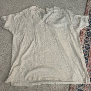 Aerie Cream Oversized V-Neck Top